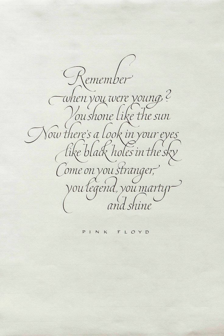 Pink Floyd Lyrics Calligraphy Art