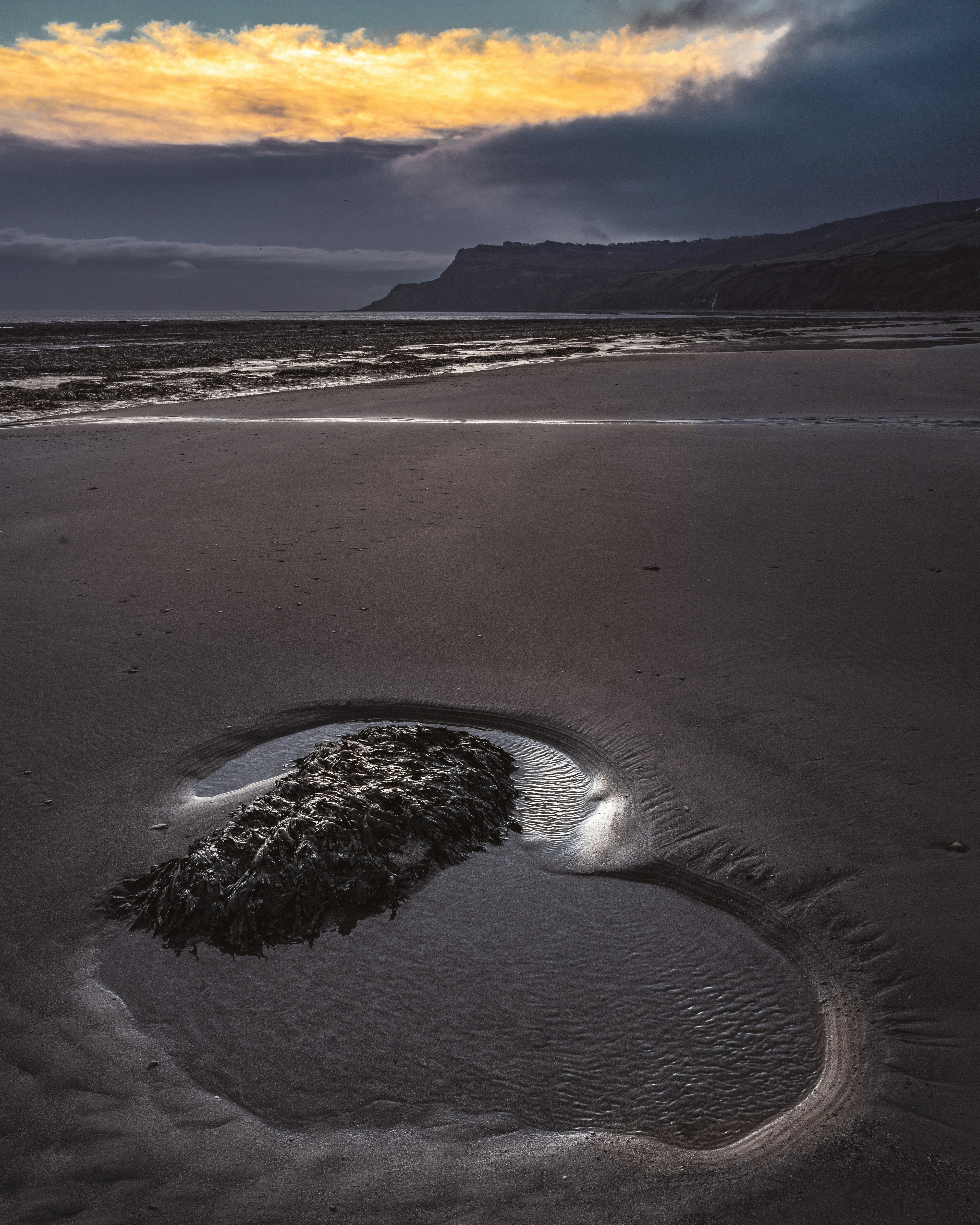 Black Sand Beach Sunset View