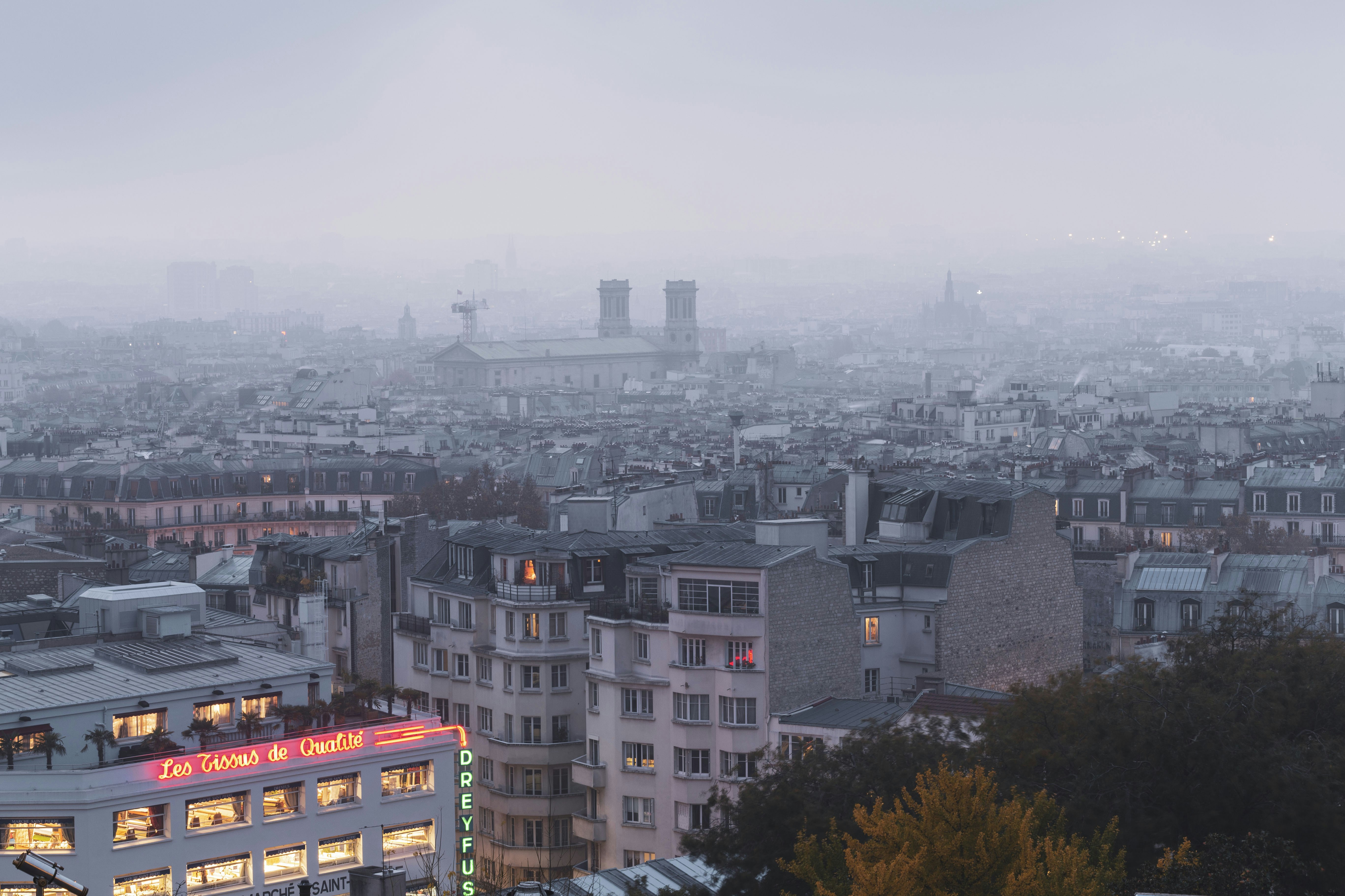 Misty Paris Rooftop City View