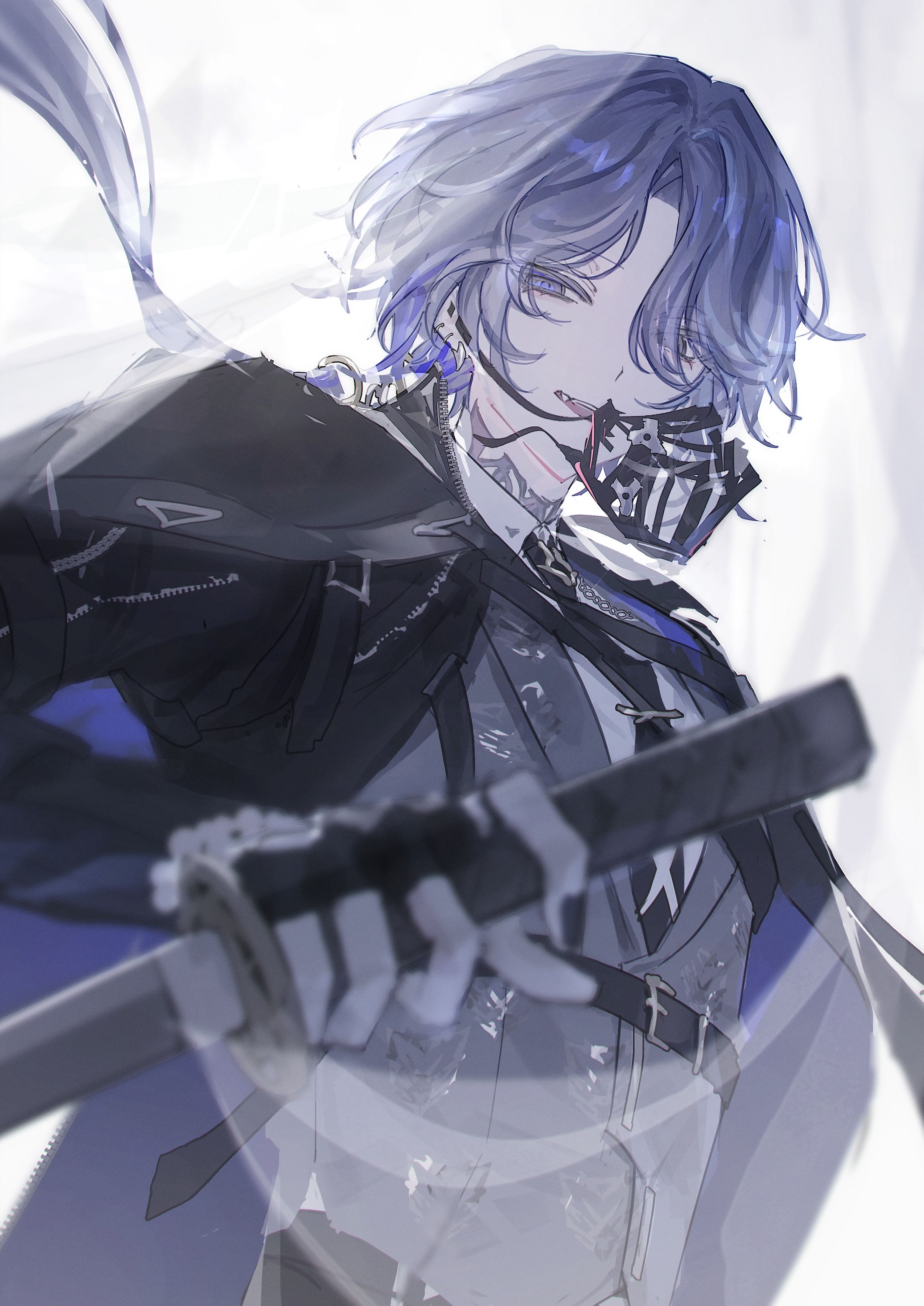 Anime Blue-Haired Swordsman