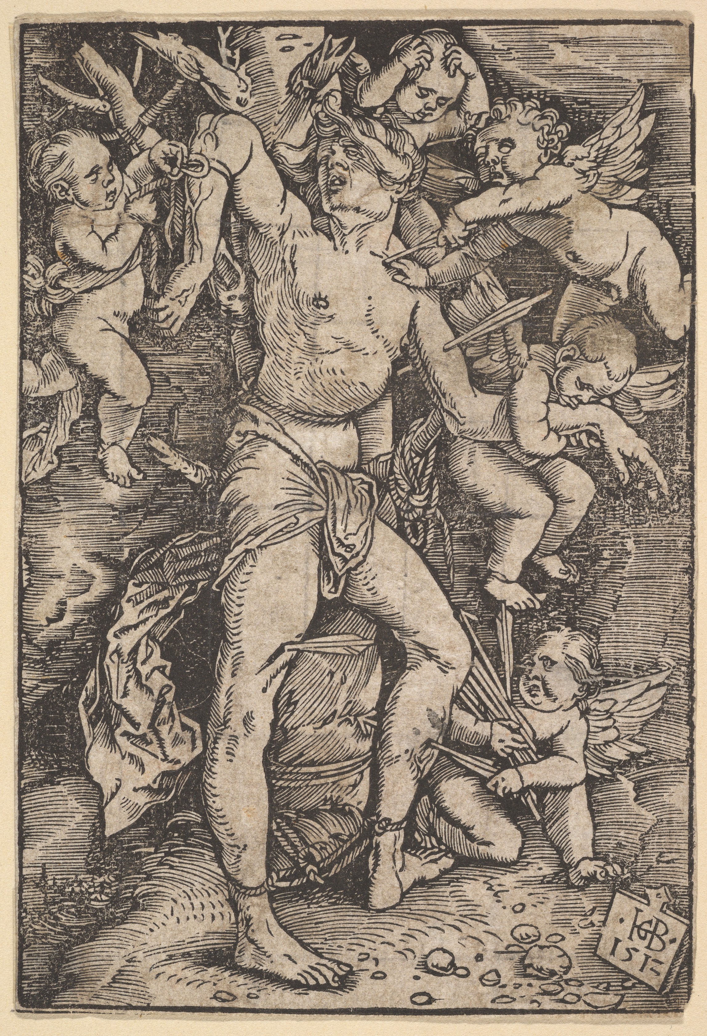 Saint Sebastian Martyrdom Woodcut