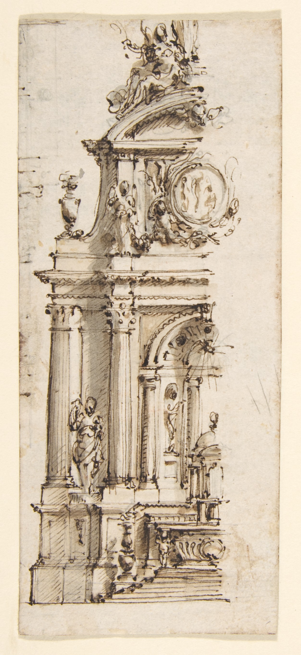 Ink Sketch of Ornate Architectural Monument