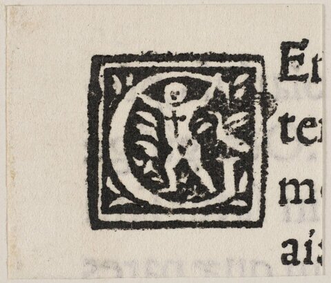 Medieval Woodcut Decorated Initial