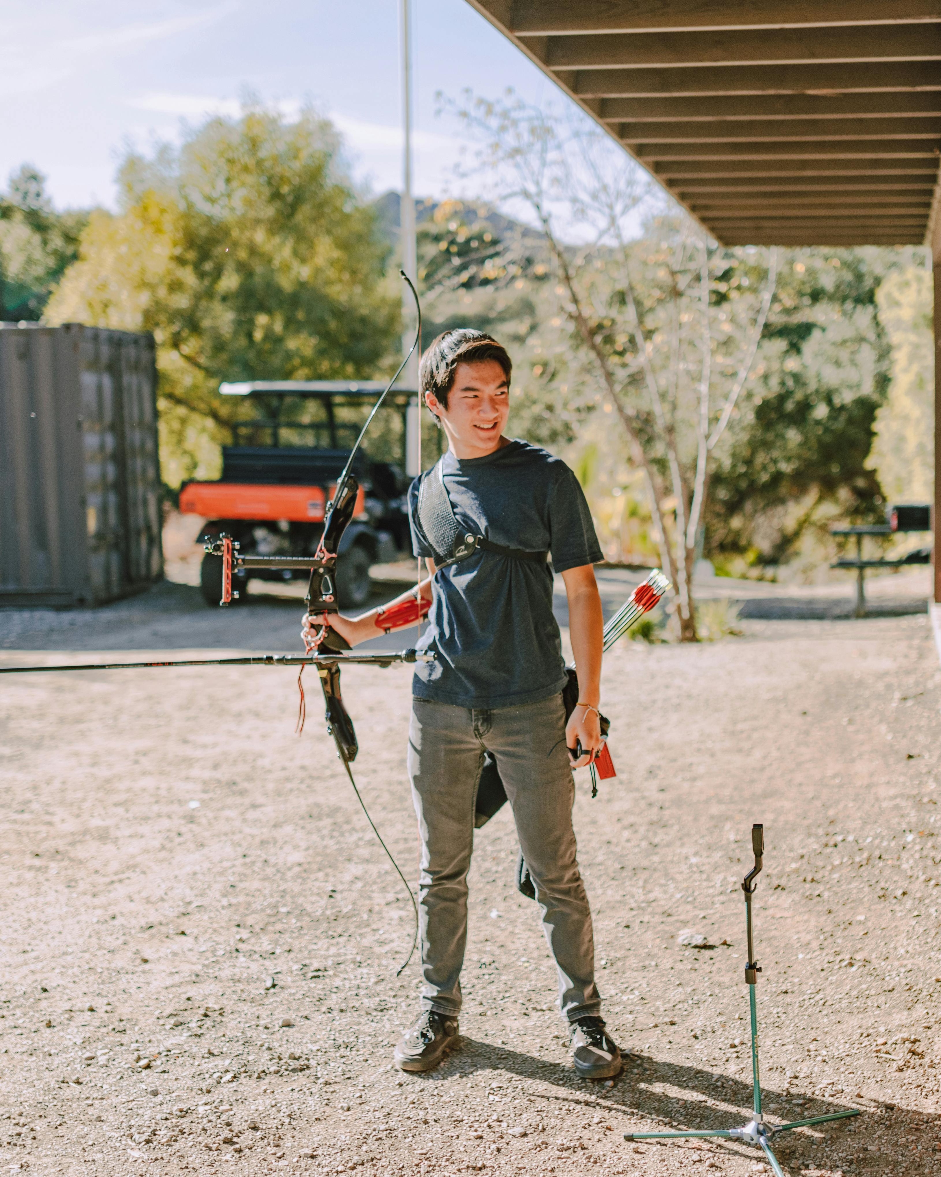 Young Archer at Outdoor Archery Range