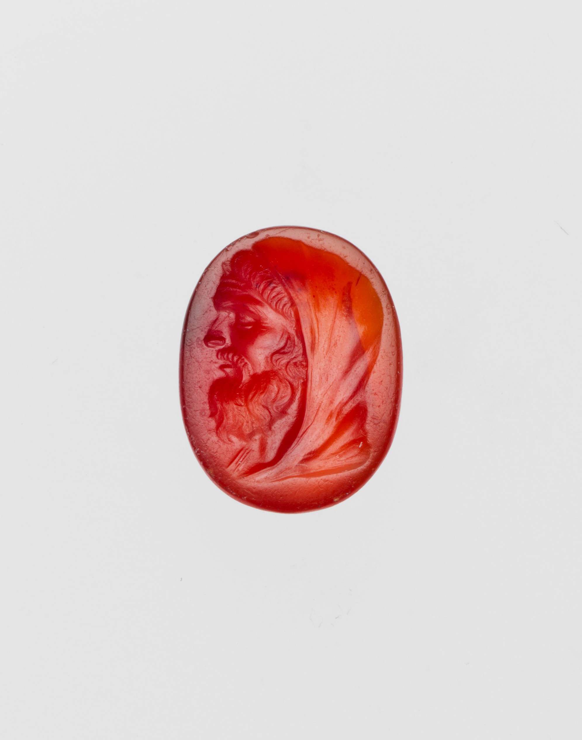 Oval Carnelian Gem with Bearded Man