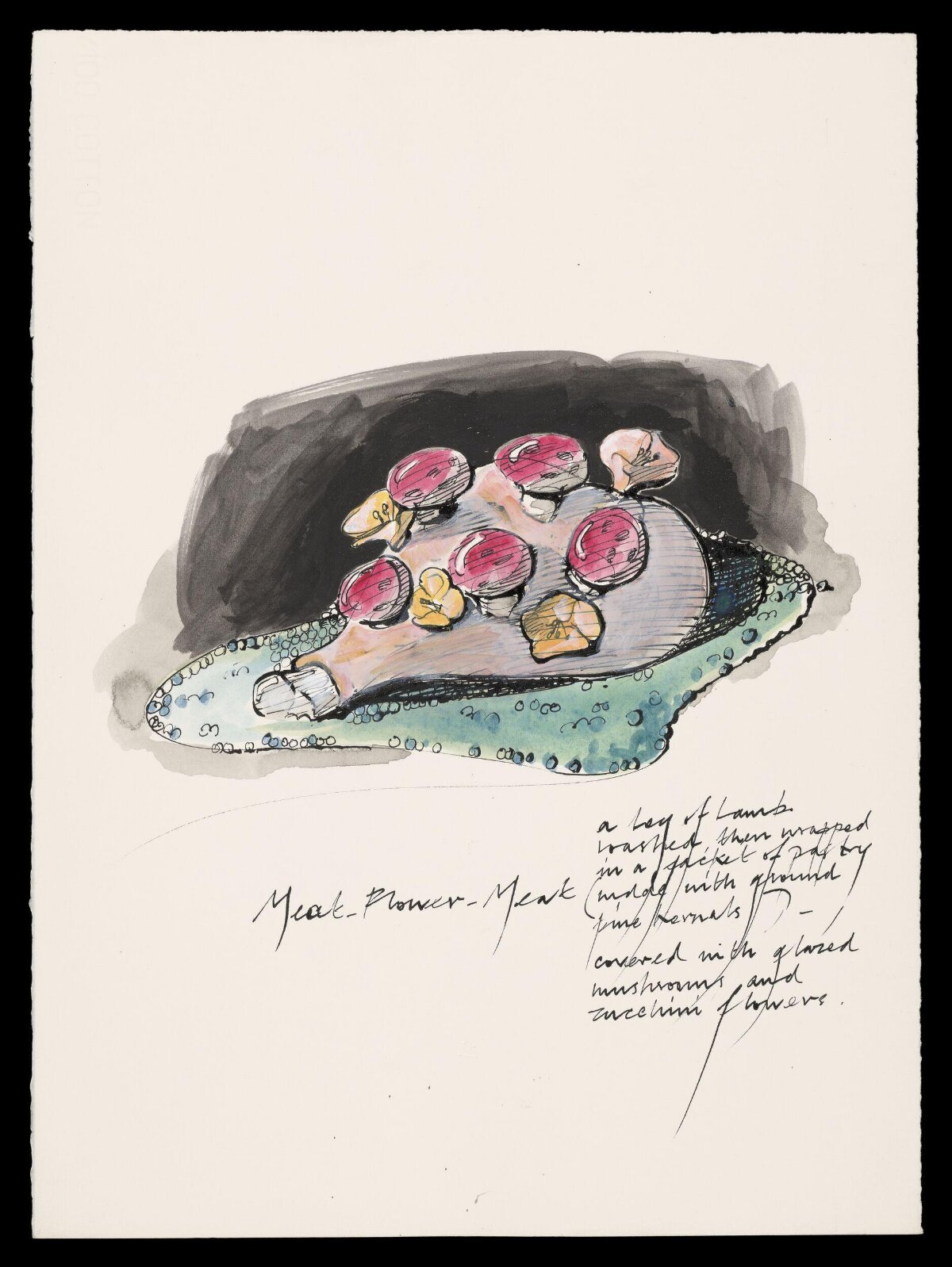 Sketch of Lamb Dish Recipe