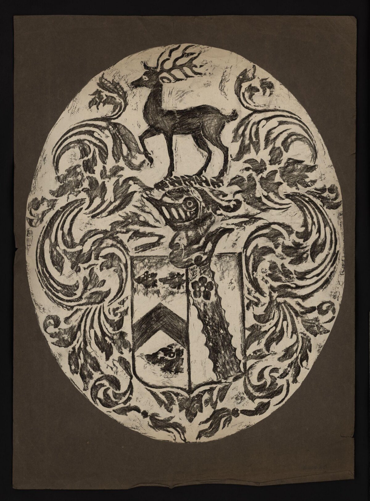 Stag Crest Coat of Arms Rubbing