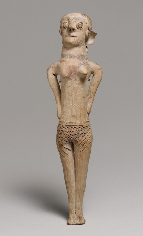 Ancient Clay Standing Female Figurine