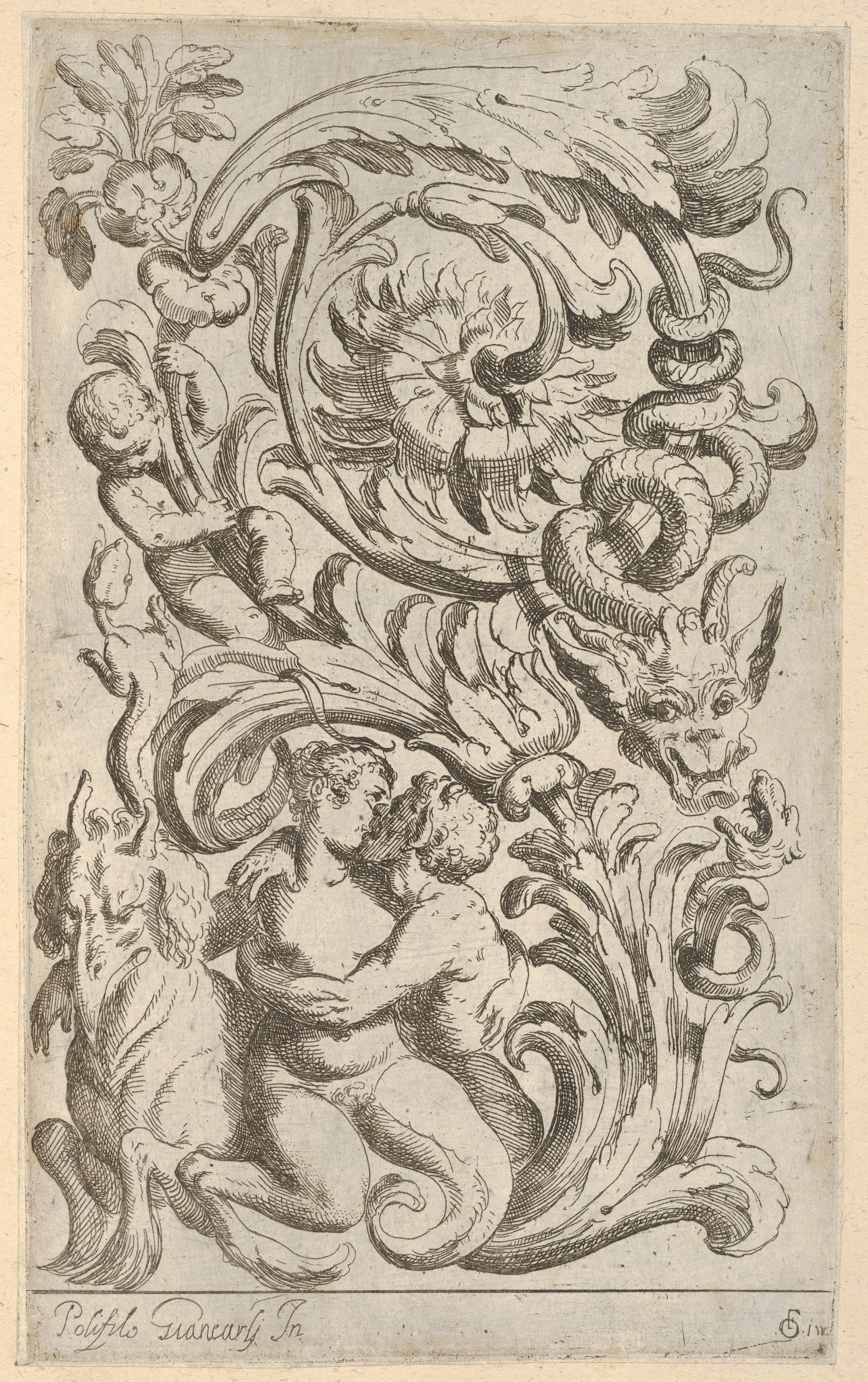Antique Ornamental Figure Etching