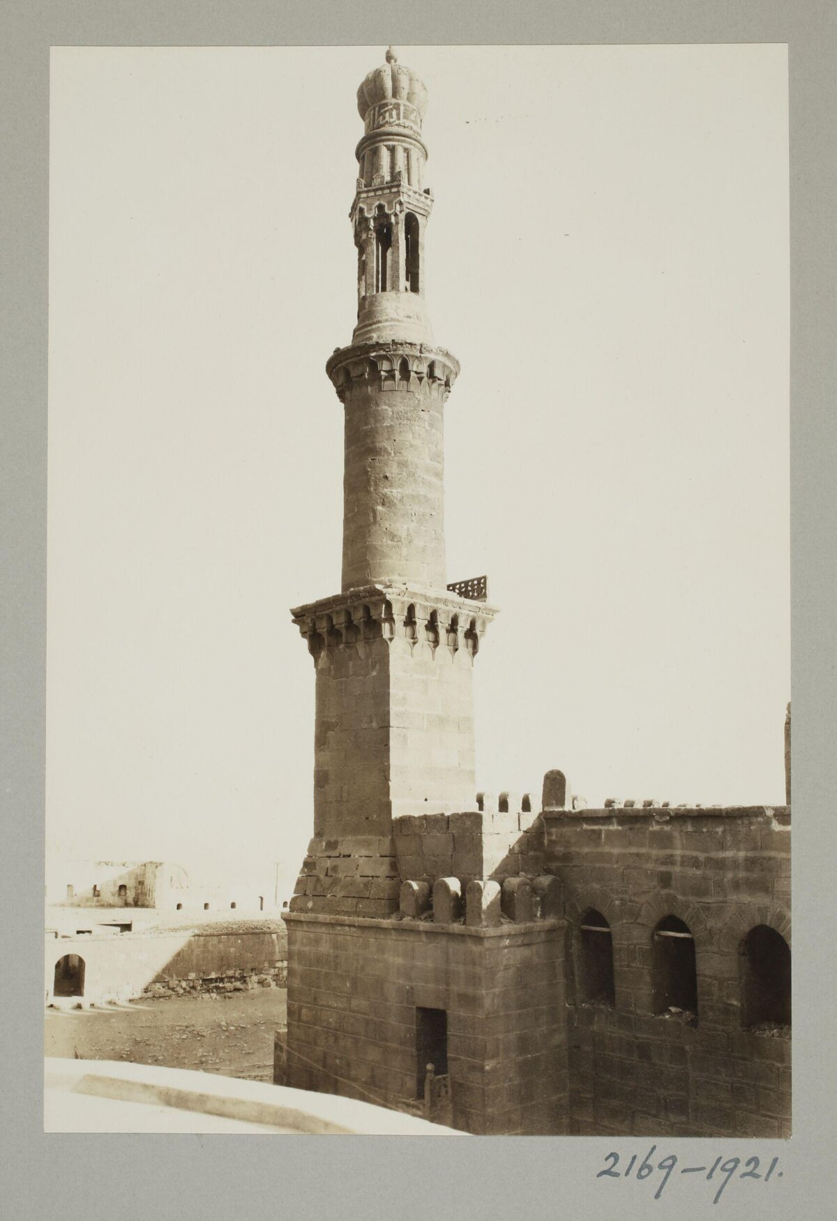 Vintage Photograph of a Stone Minaret