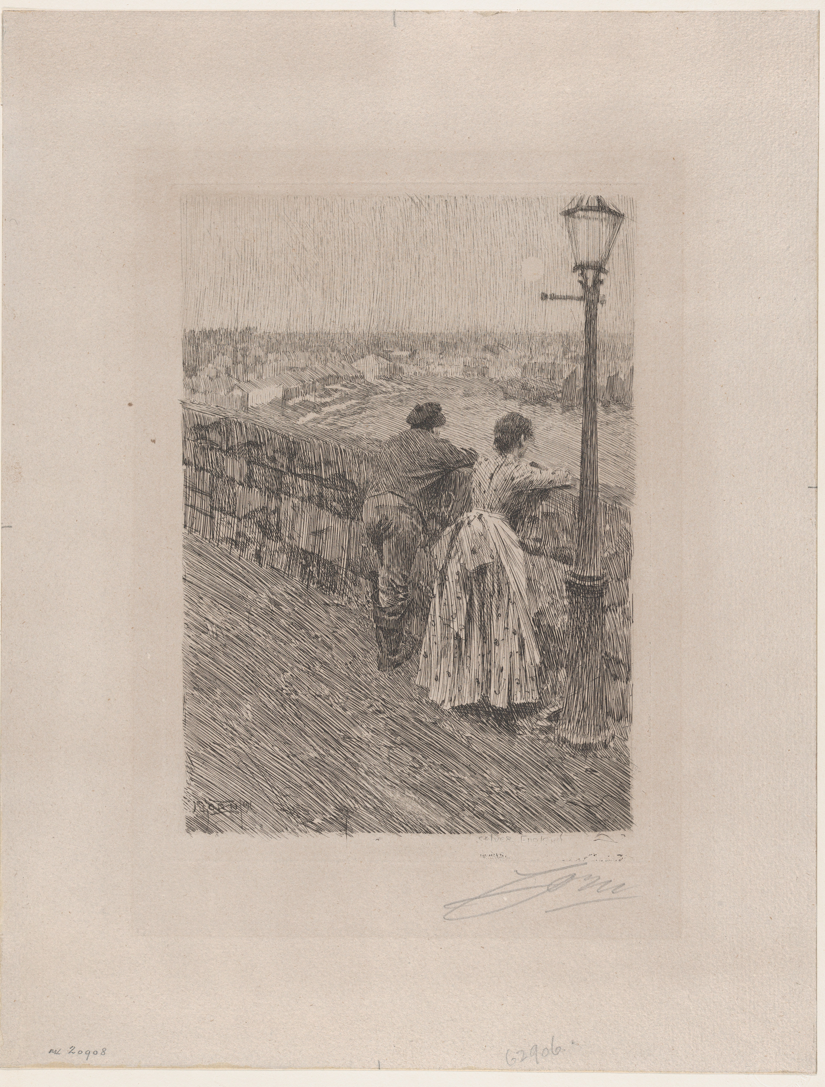 Couple Overlooking Distant City View