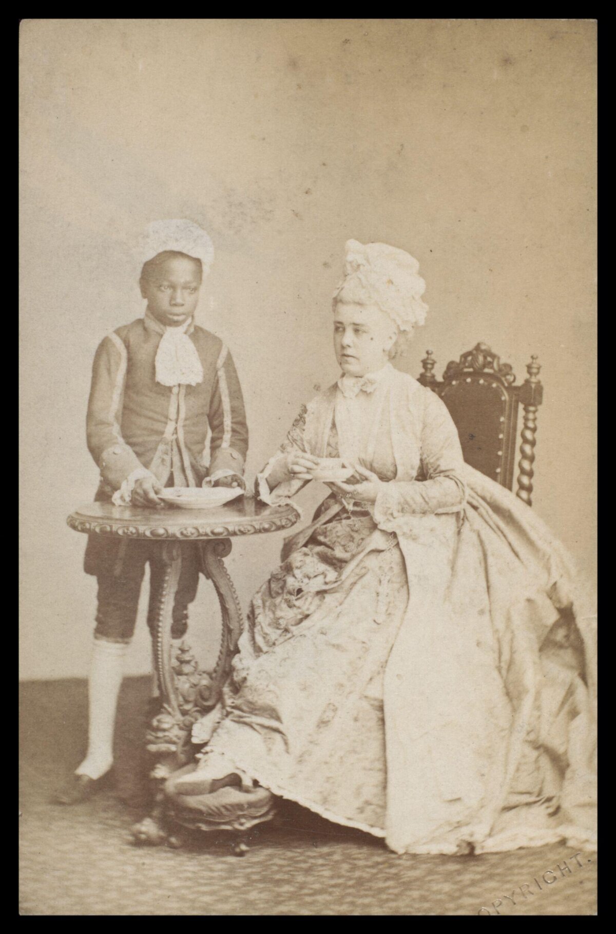 Victorian Studio Portrait of Woman and Boy