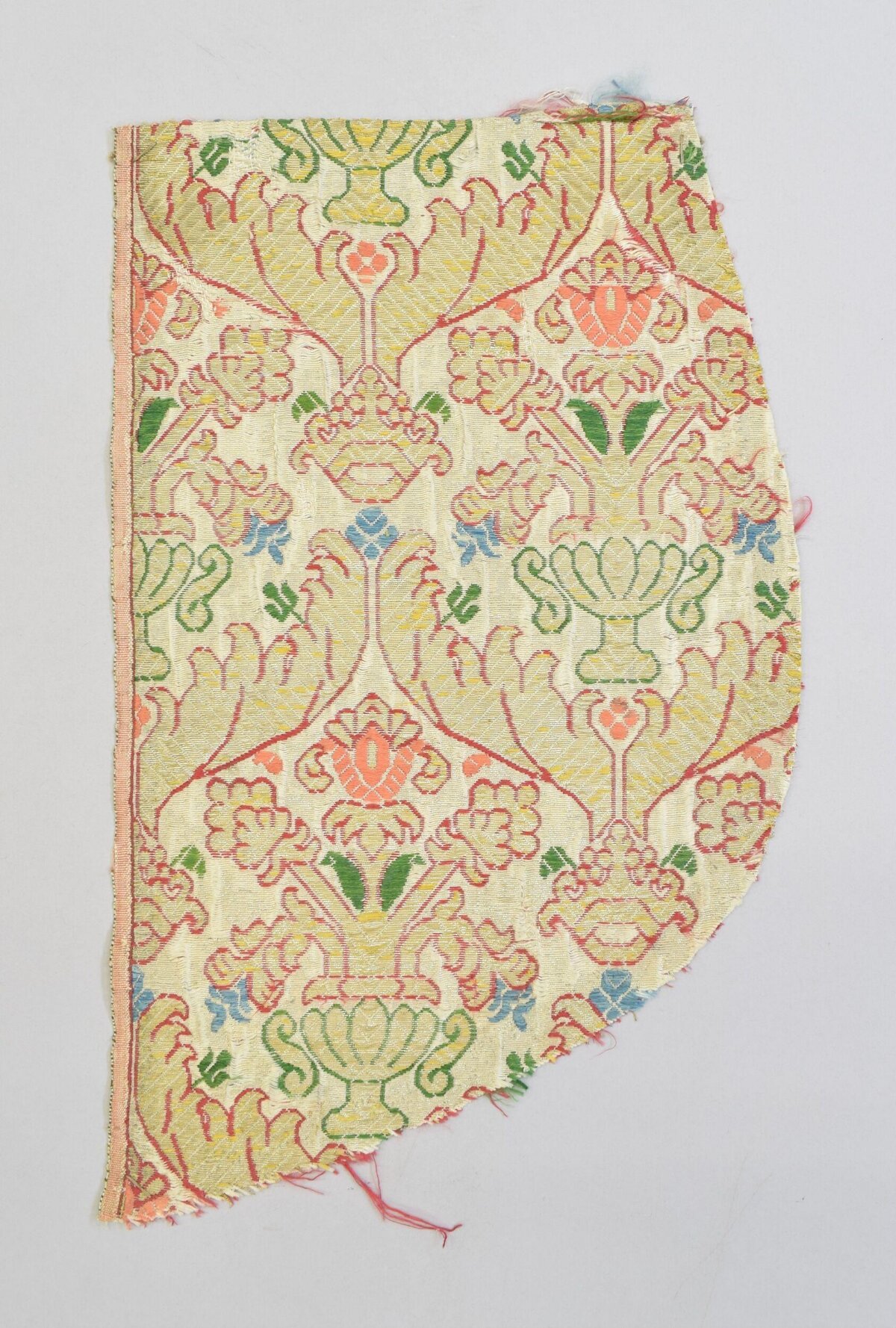 Antique Floral Woven Fabric Fragment
