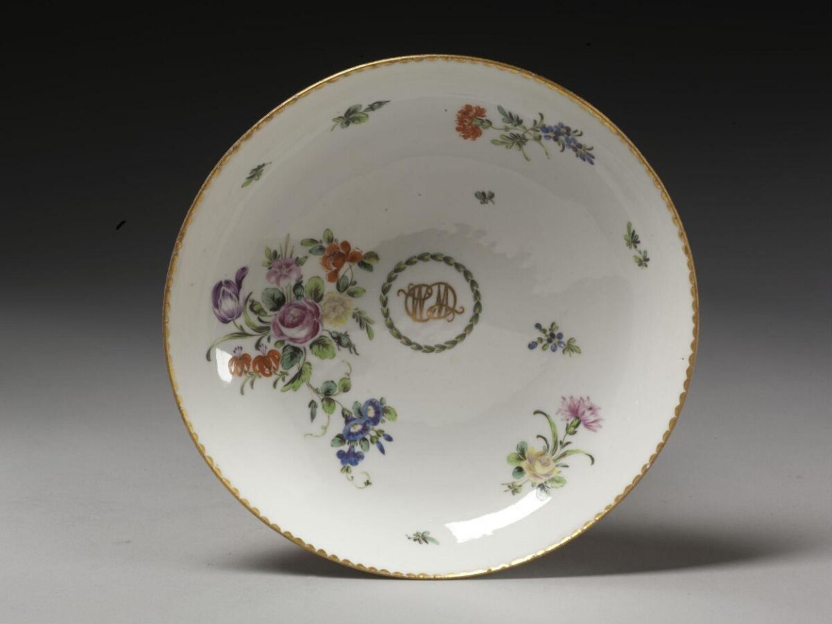 Hand-painted Floral Monogram Porcelain Dish