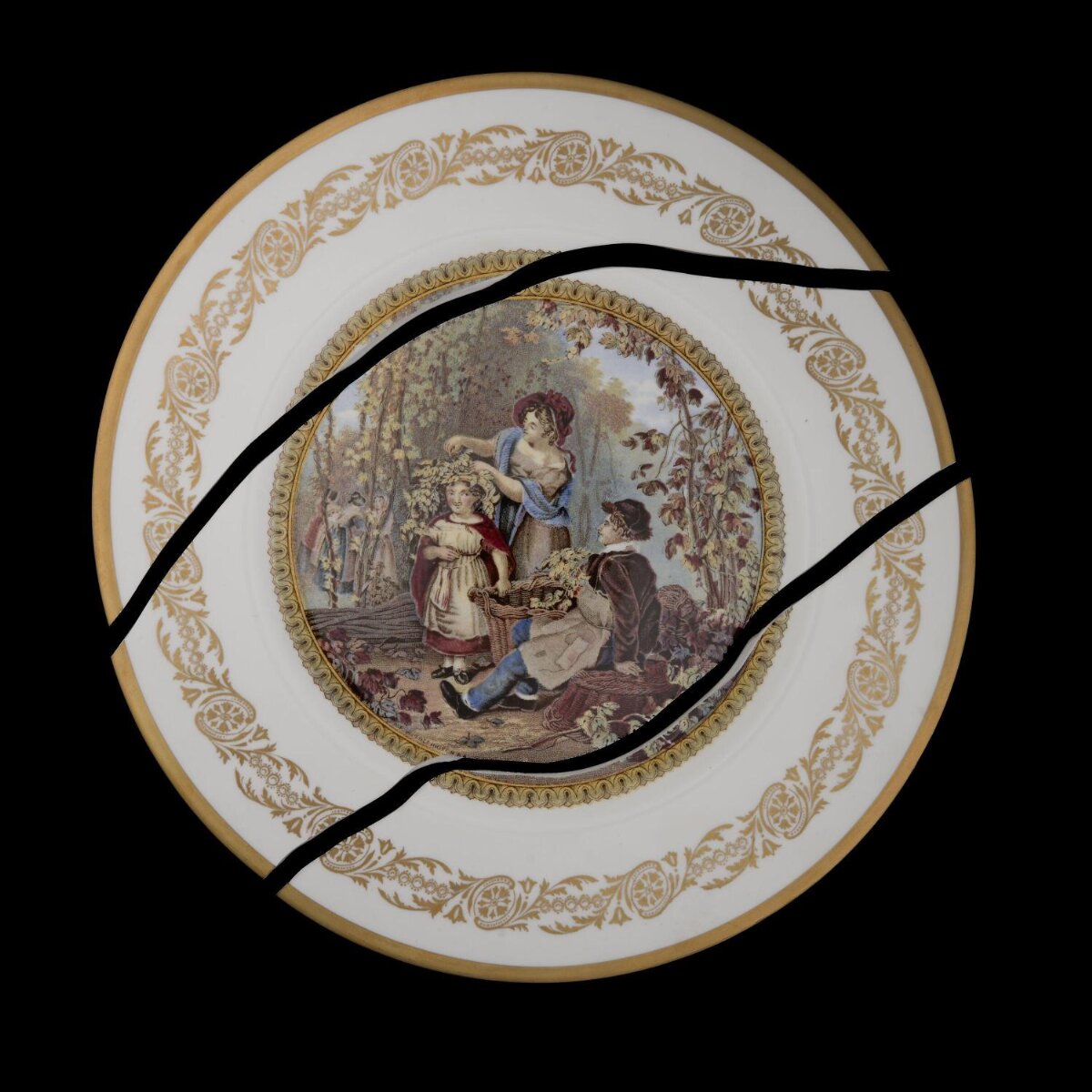 Broken Decorative Porcelain Plate