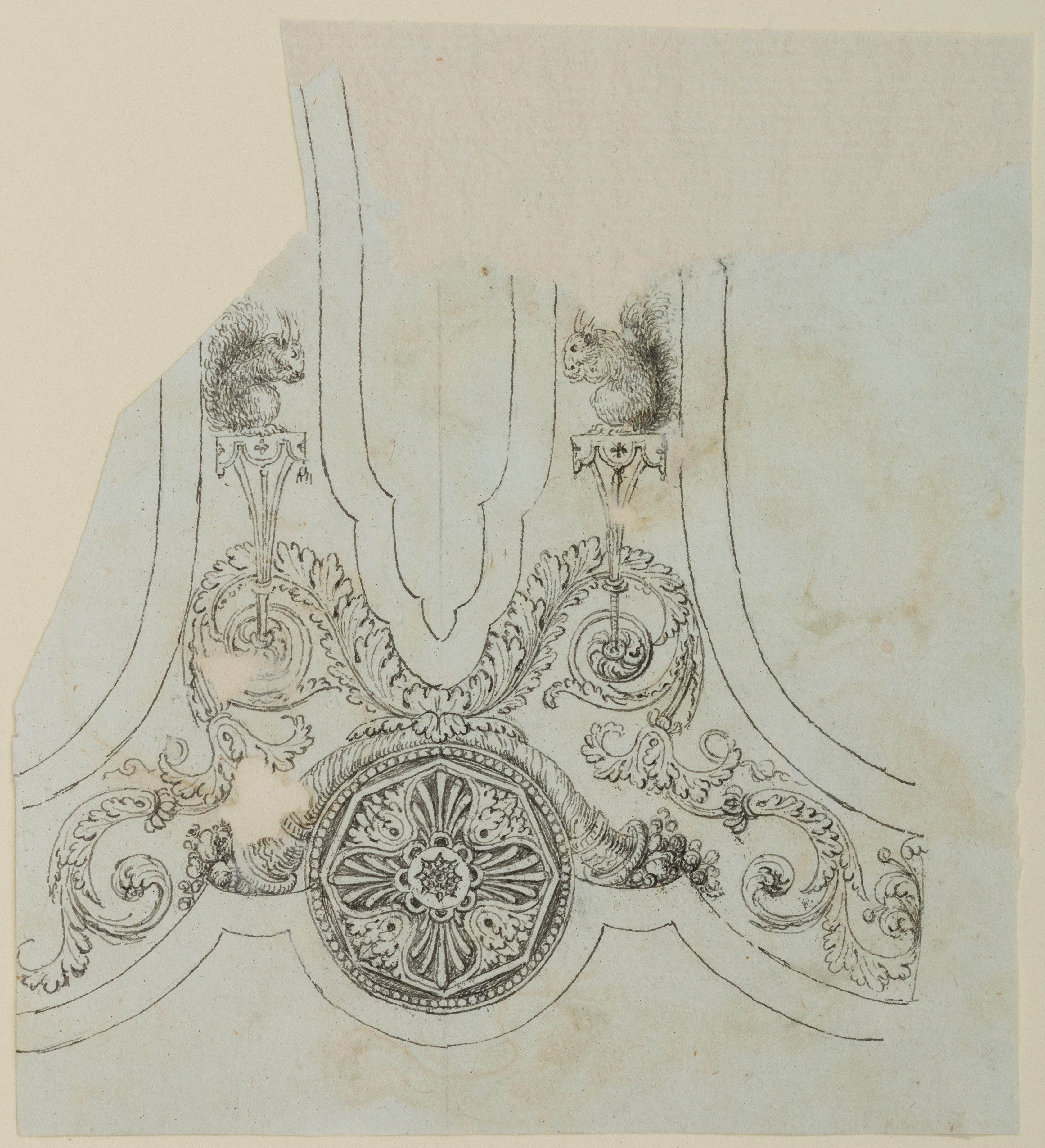 Ornamental Design Sketch with Squirrels