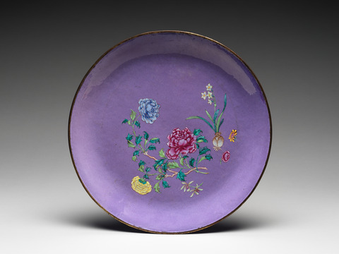 Purple Enamel Floral Plate