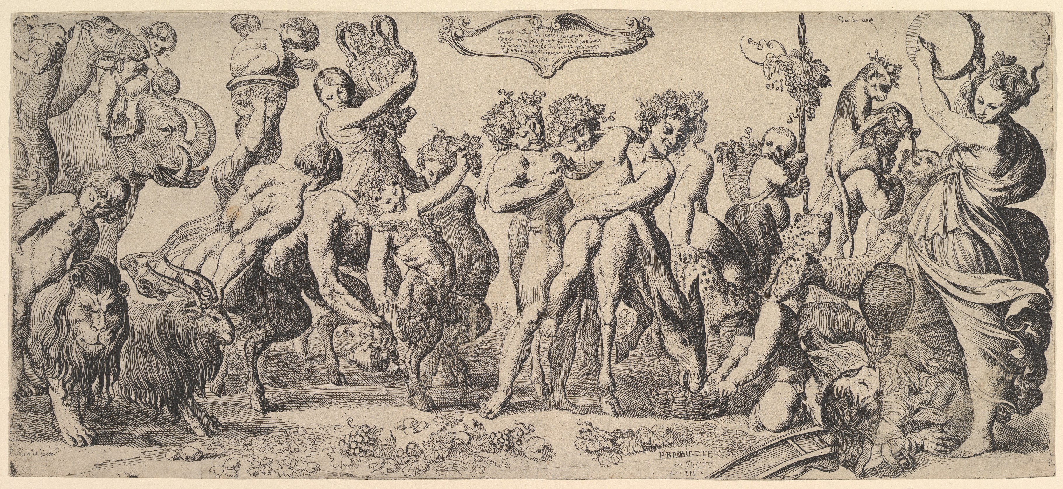 Bacchanalian Procession Engraving