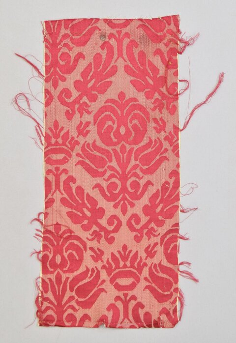 Red Damask Pattern Fabric Fragment