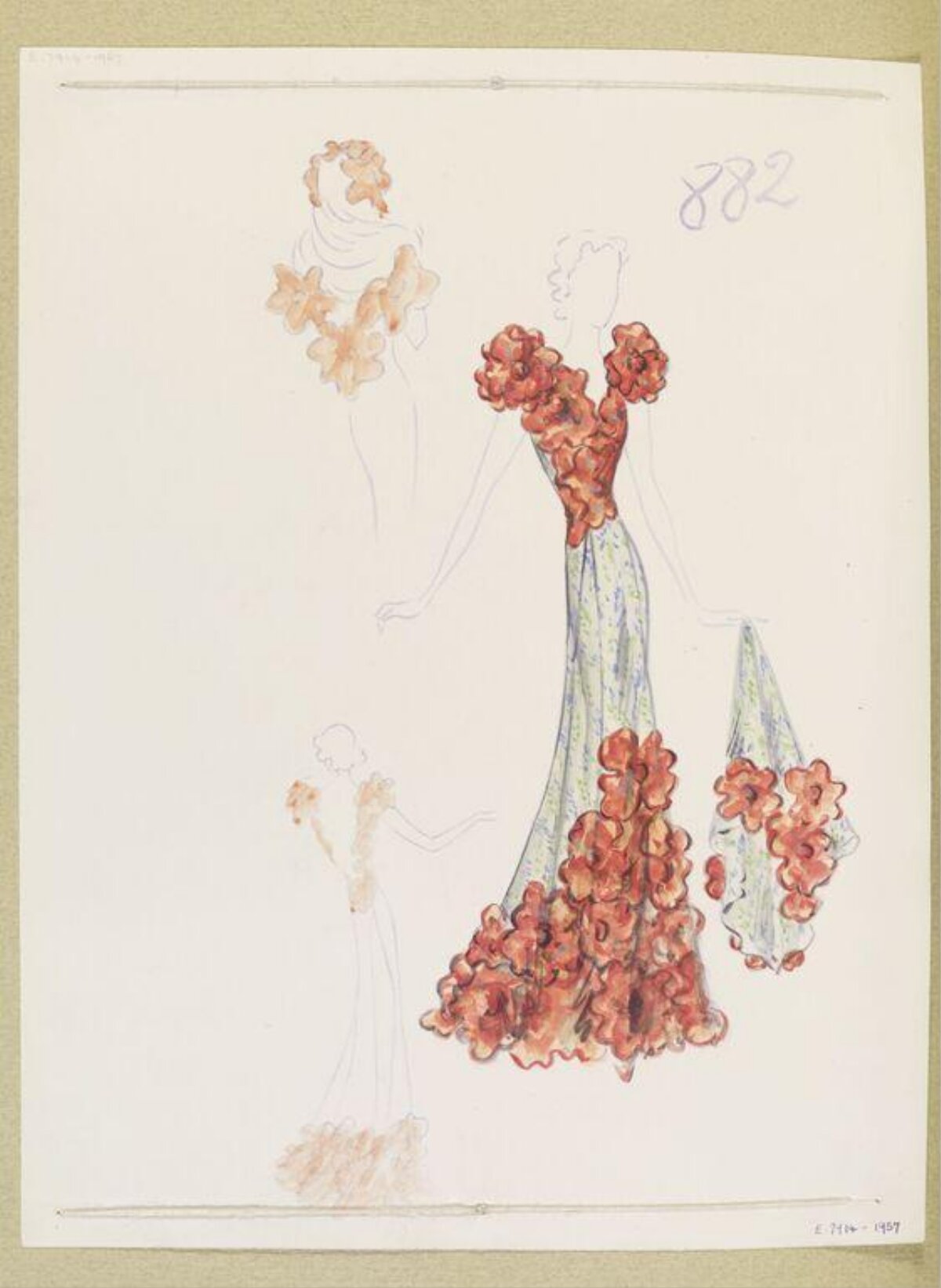 Vintage Evening Gown Fashion Sketch