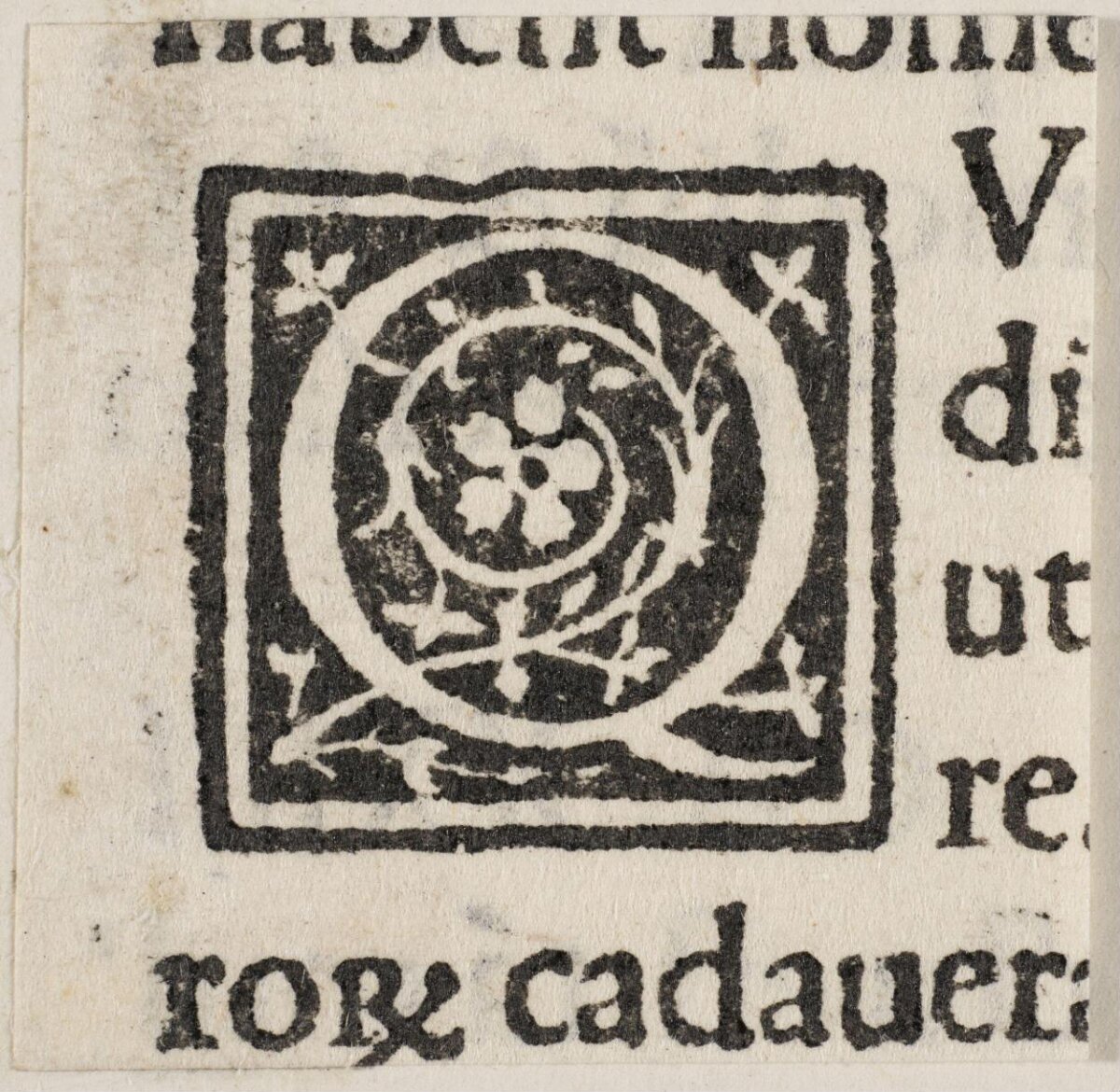 Medieval Printed Decorative Initial Q