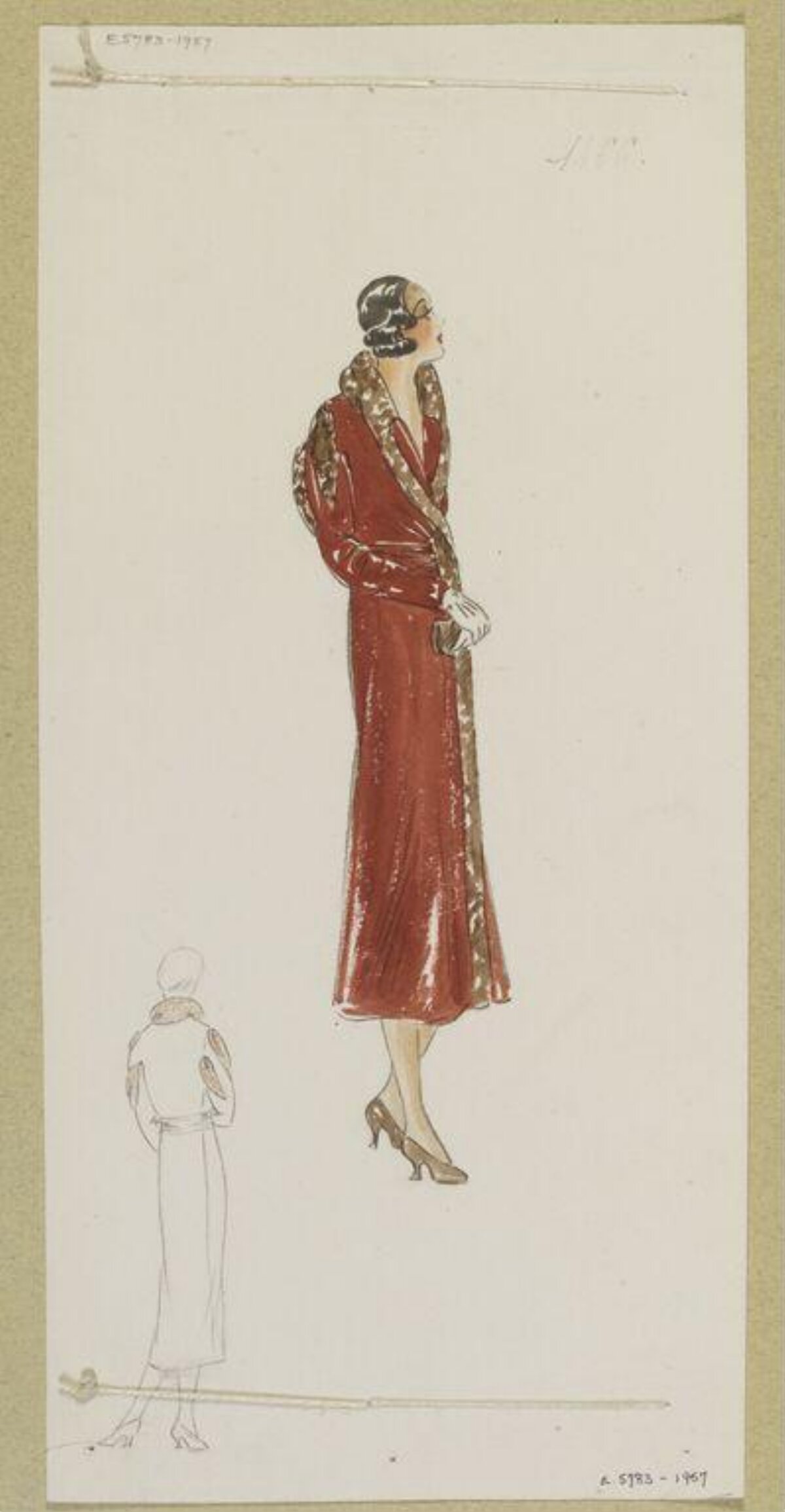 Red Coat Vintage Fashion Design Sketch