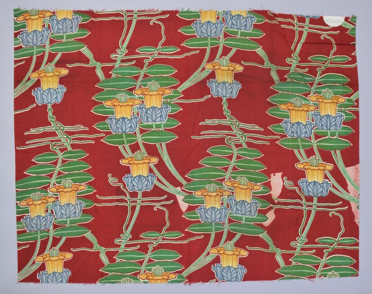 Red Background Floral Textile Pattern
