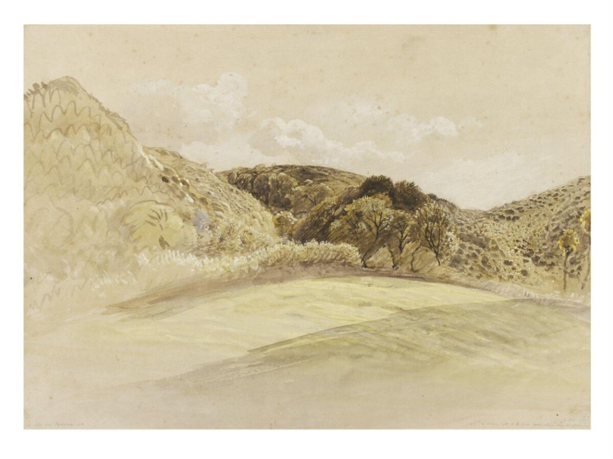Hilly Valley Watercolor Landscape