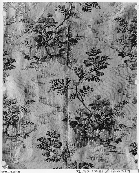 Antique Floral Woven Textile Fragment
