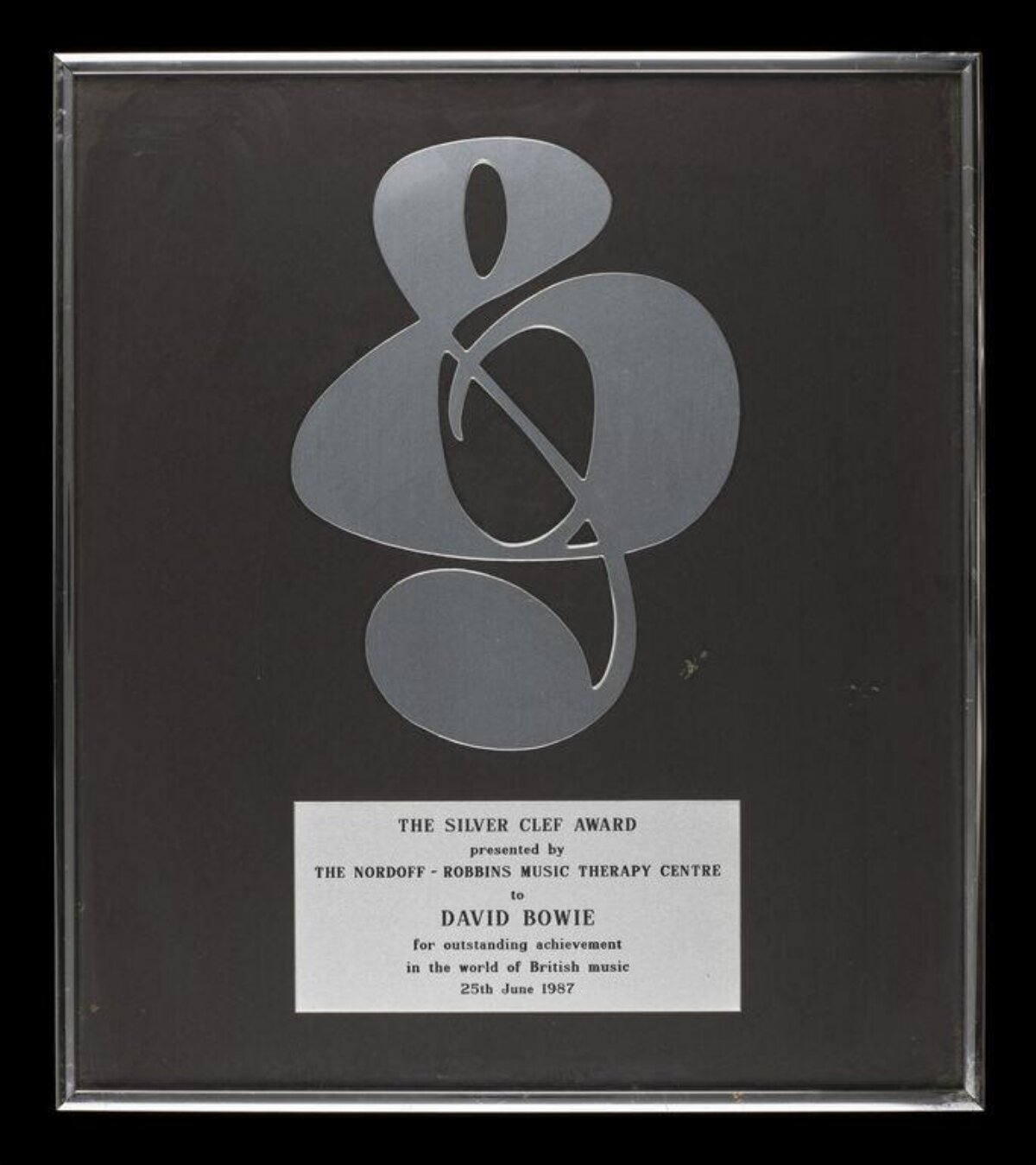 David Bowie's 1987 Silver Clef Award Plaque