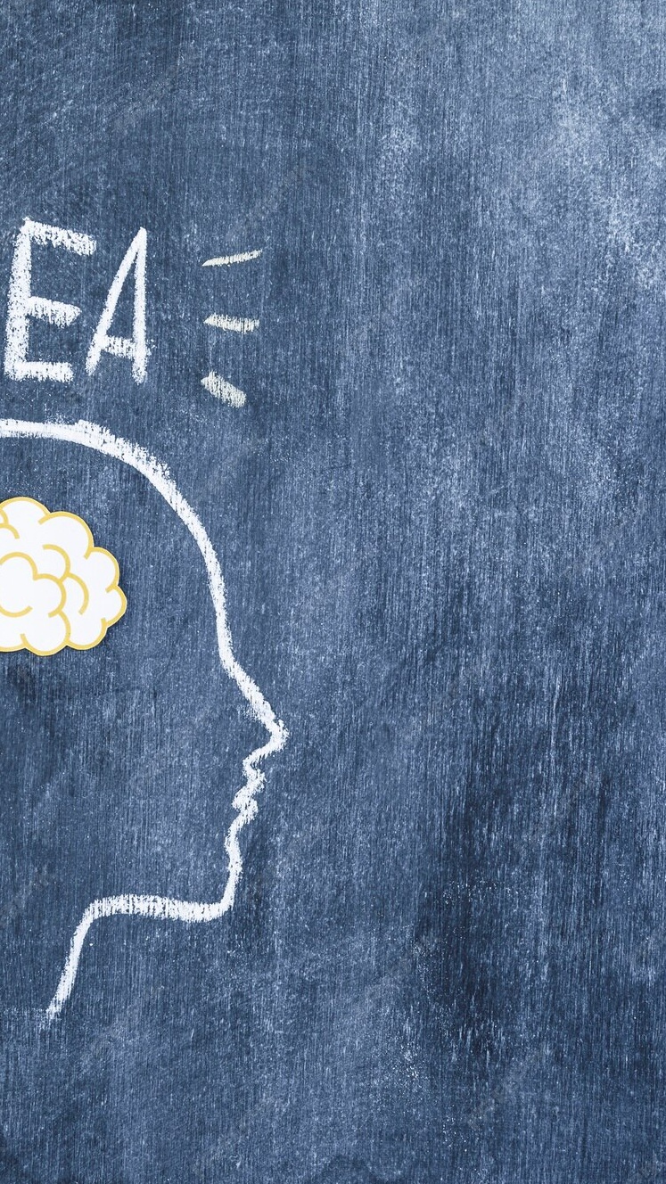 Chalk Drawing of Thinking Human Head