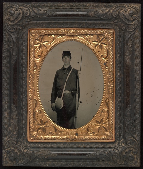 Framed Antique Portrait of Civil War Soldier