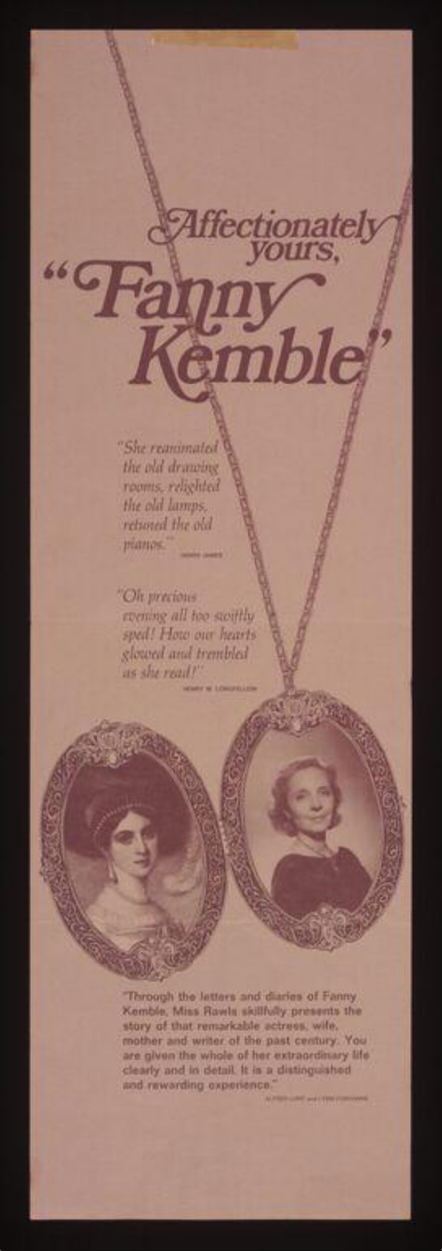 Promotional Poster for Fanny Kemble