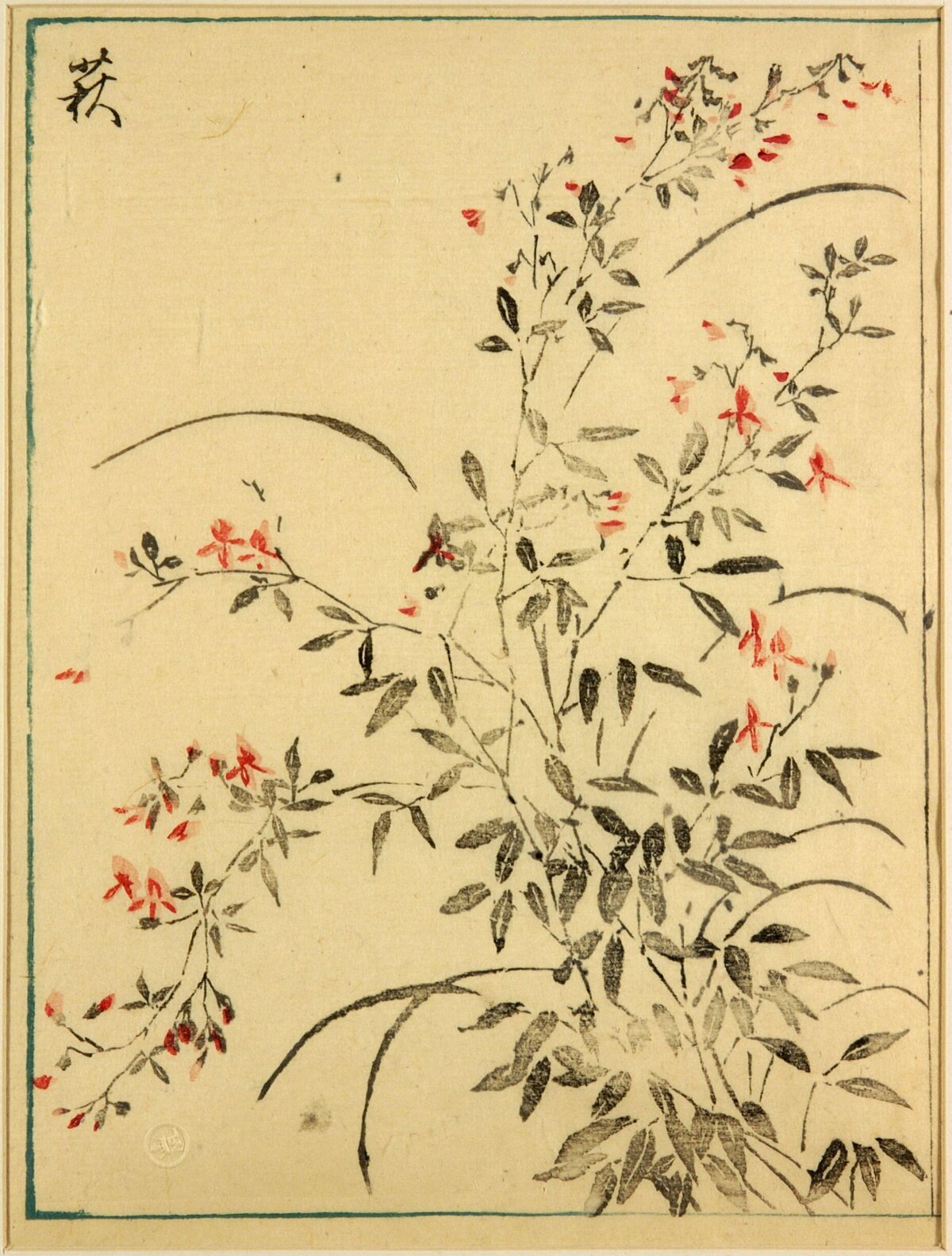 Japanese Woodblock Print of Bush Clover