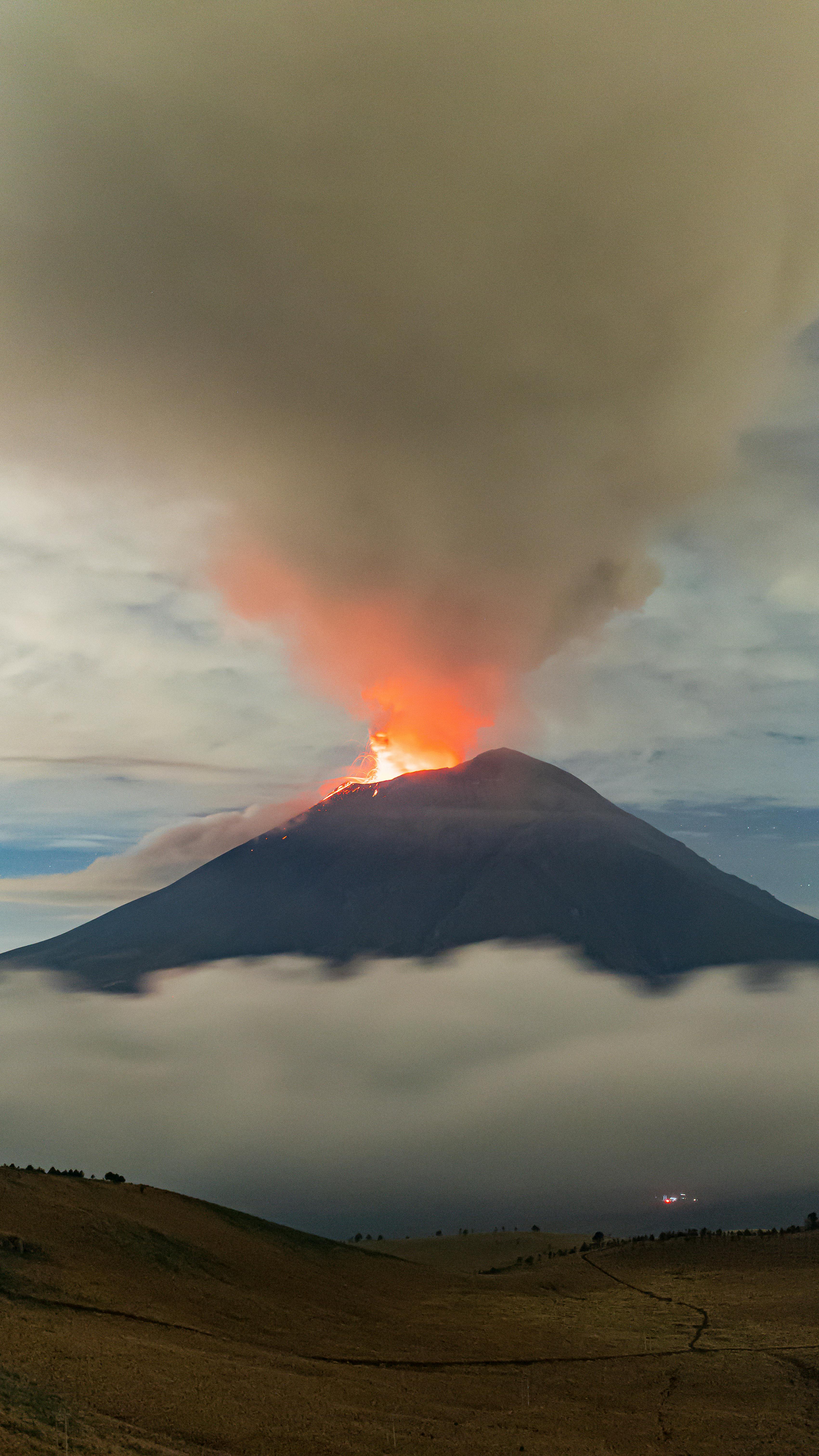 Volcanic Eruption at Twilight