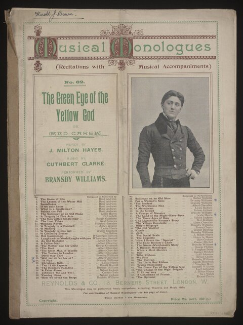 Vintage Musical Monologues Sheet Music Cover