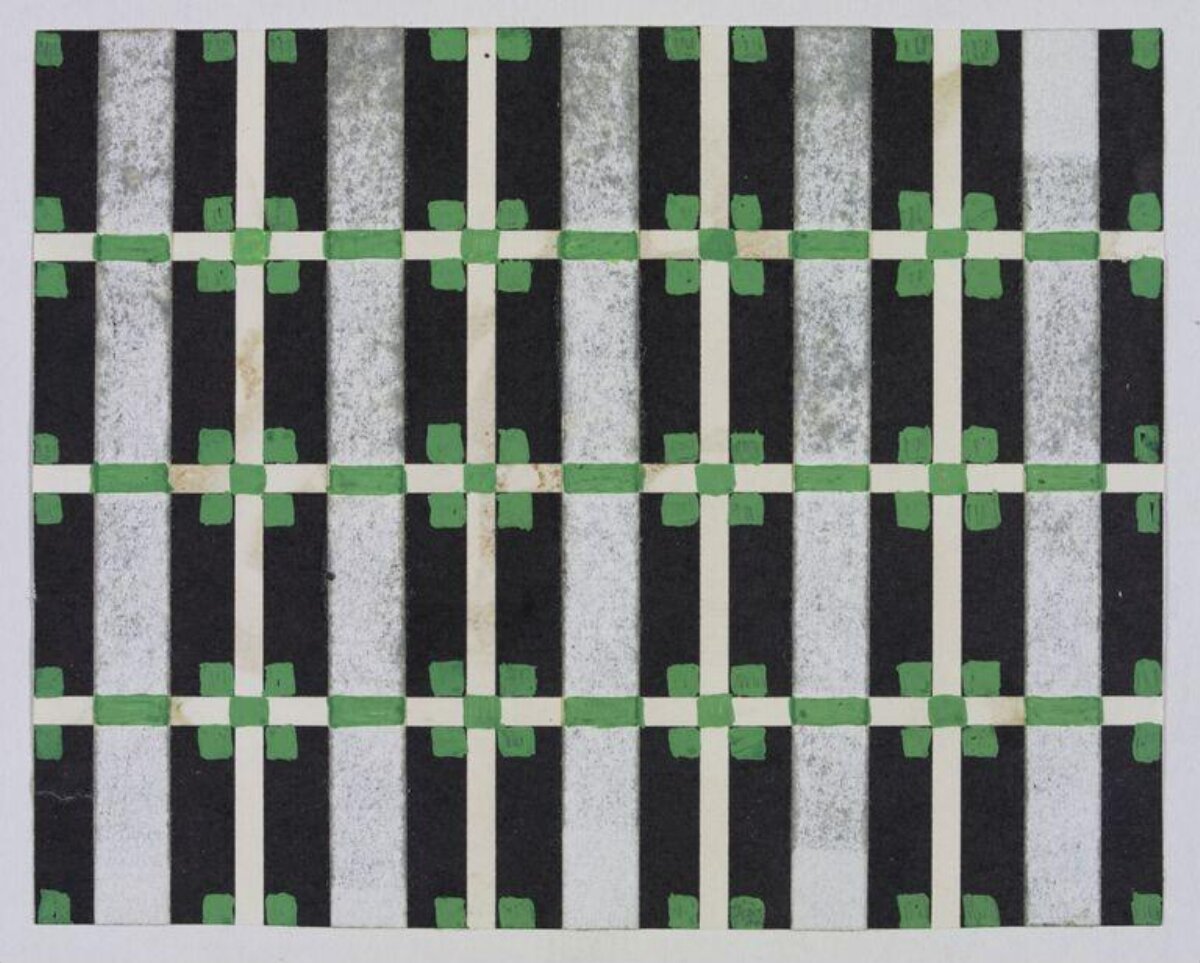 Green Accent Geometric Grid Pattern
