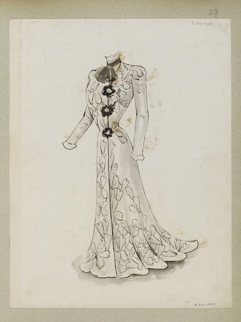 Ink Sketch of Long Evening Gown