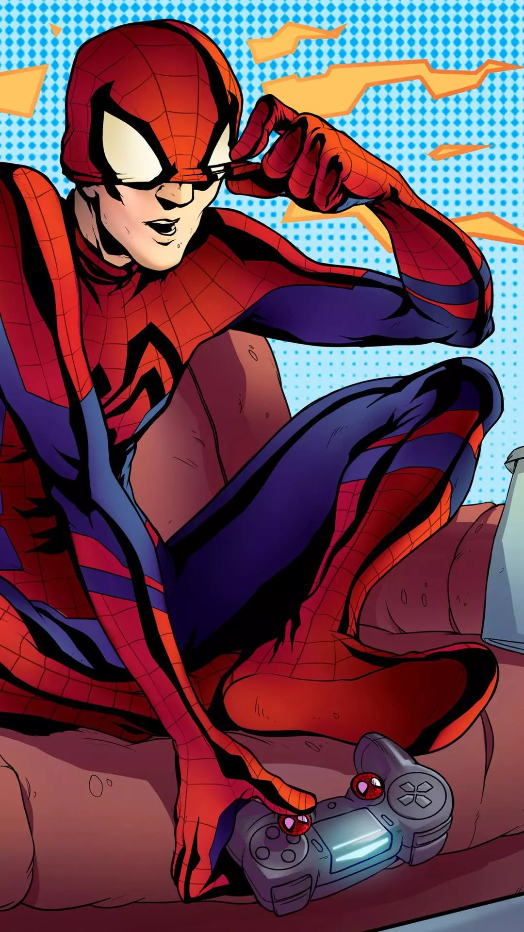 Spider-Man Gaming on Couch