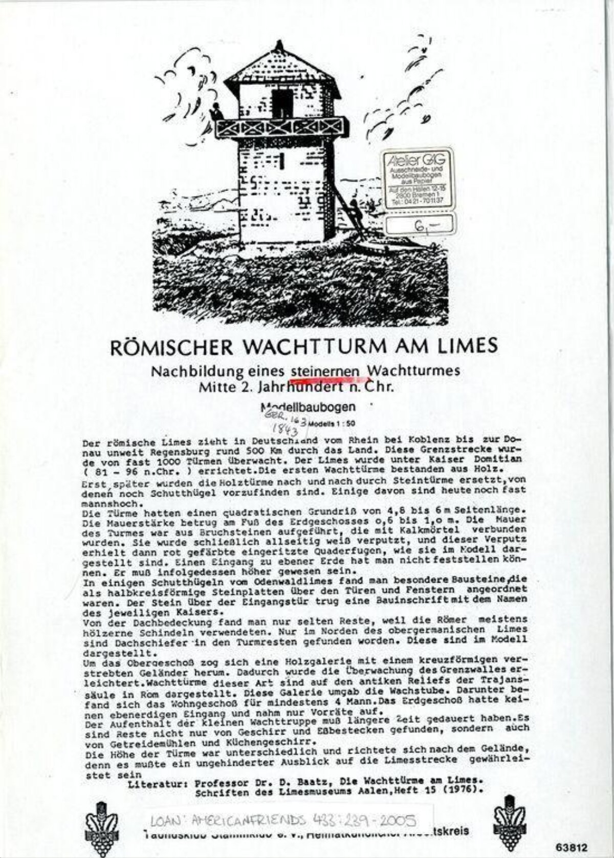 Roman Watchtower at Limes Info Sheet