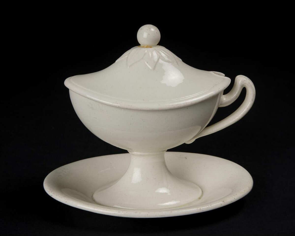 White Lidded Ceramic Tureen with Saucer