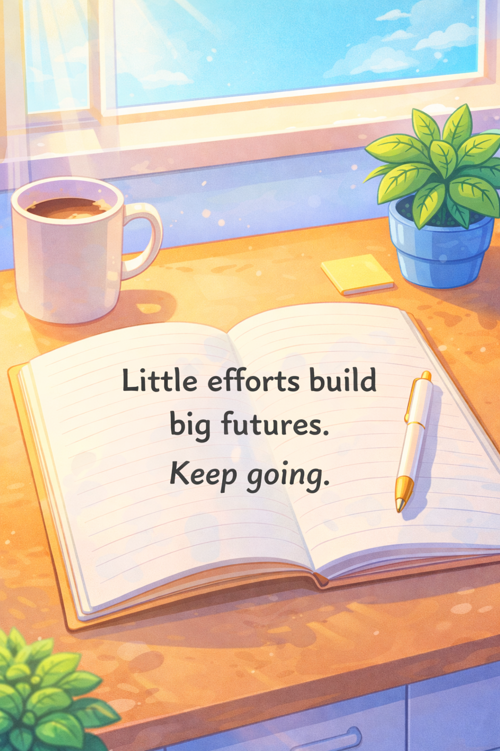 Motivational Quote on a Sunlit Desk