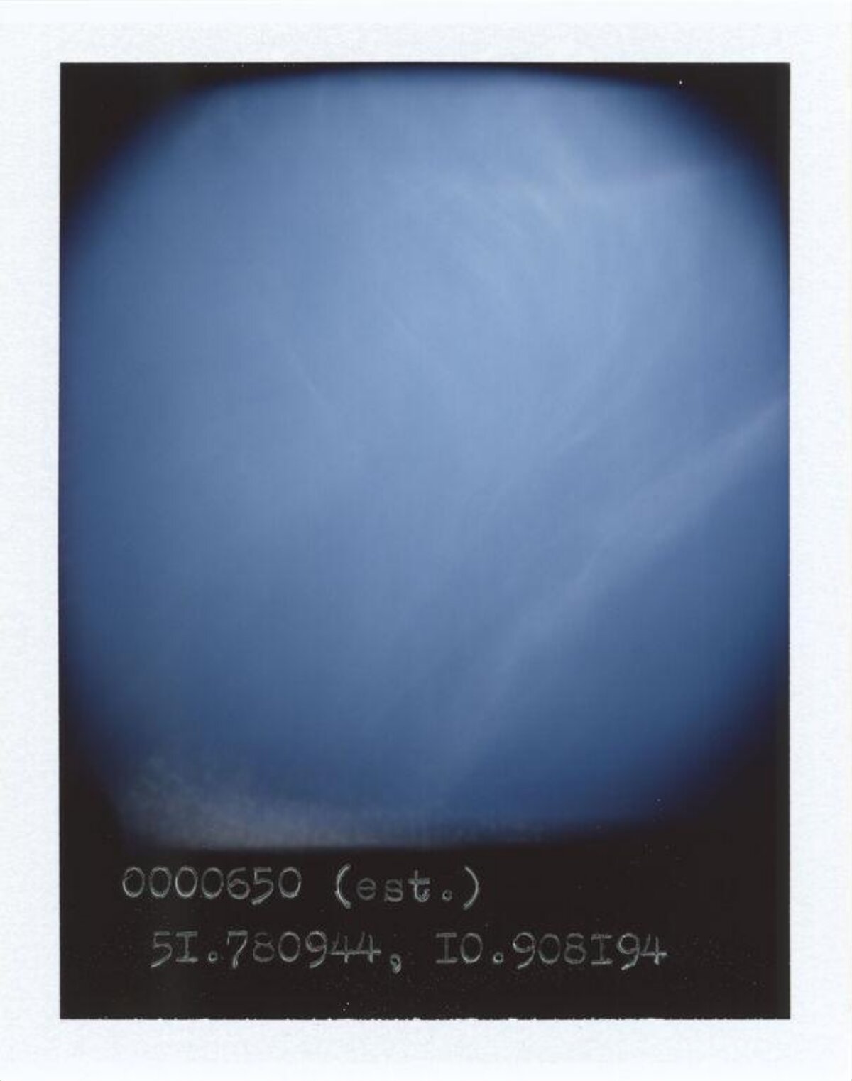 Blue Sky Polaroid With Coordinates