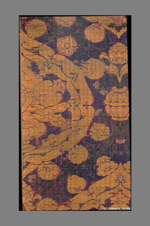 Antique Golden Floral Woven Textile Fragment