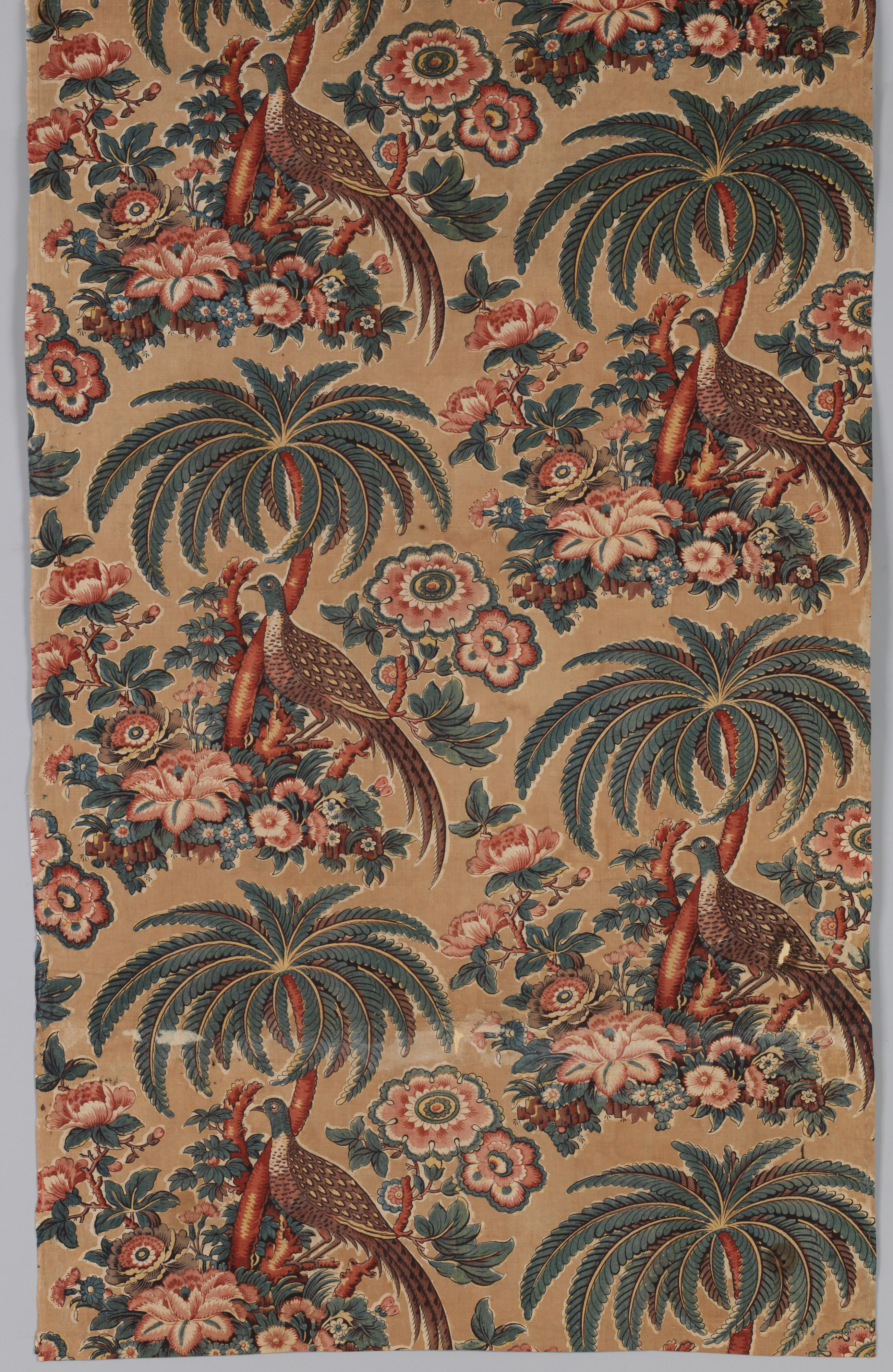 Vintage Palm Pheasant Pattern Textile