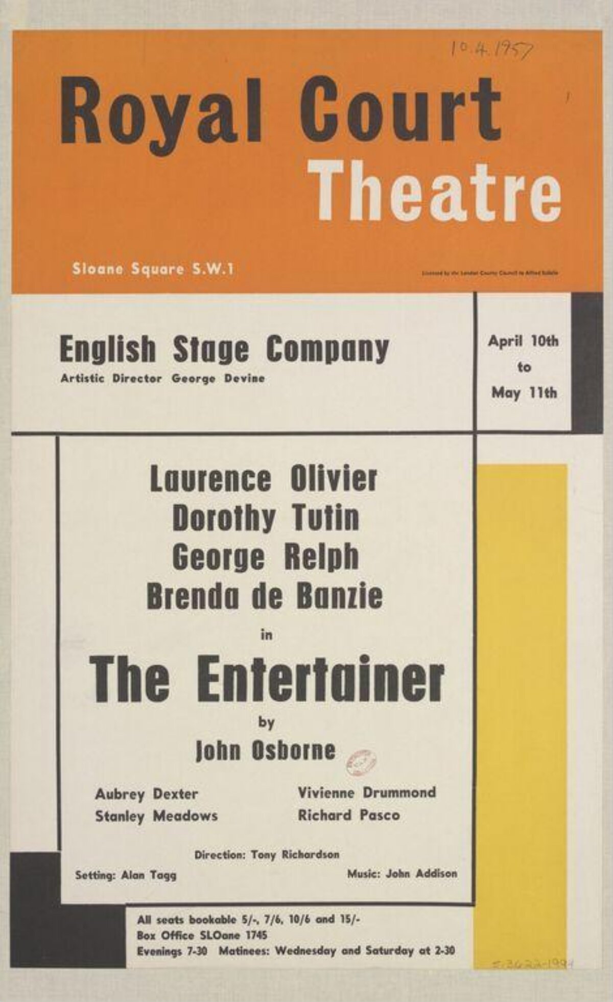 The Entertainer Royal Court Theatre Poster