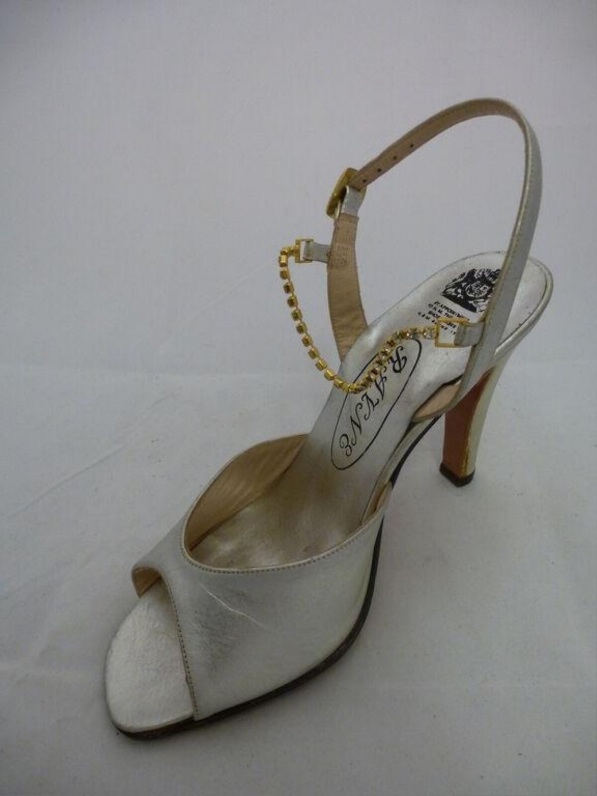 Silver High-Heeled Slingback Sandal