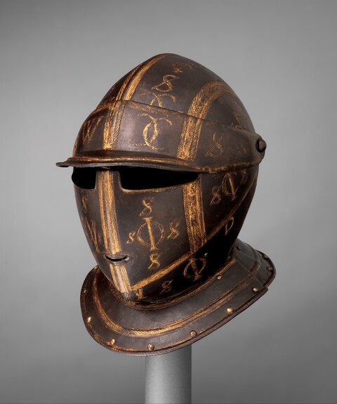 Gilded Decorated Medieval Helmet