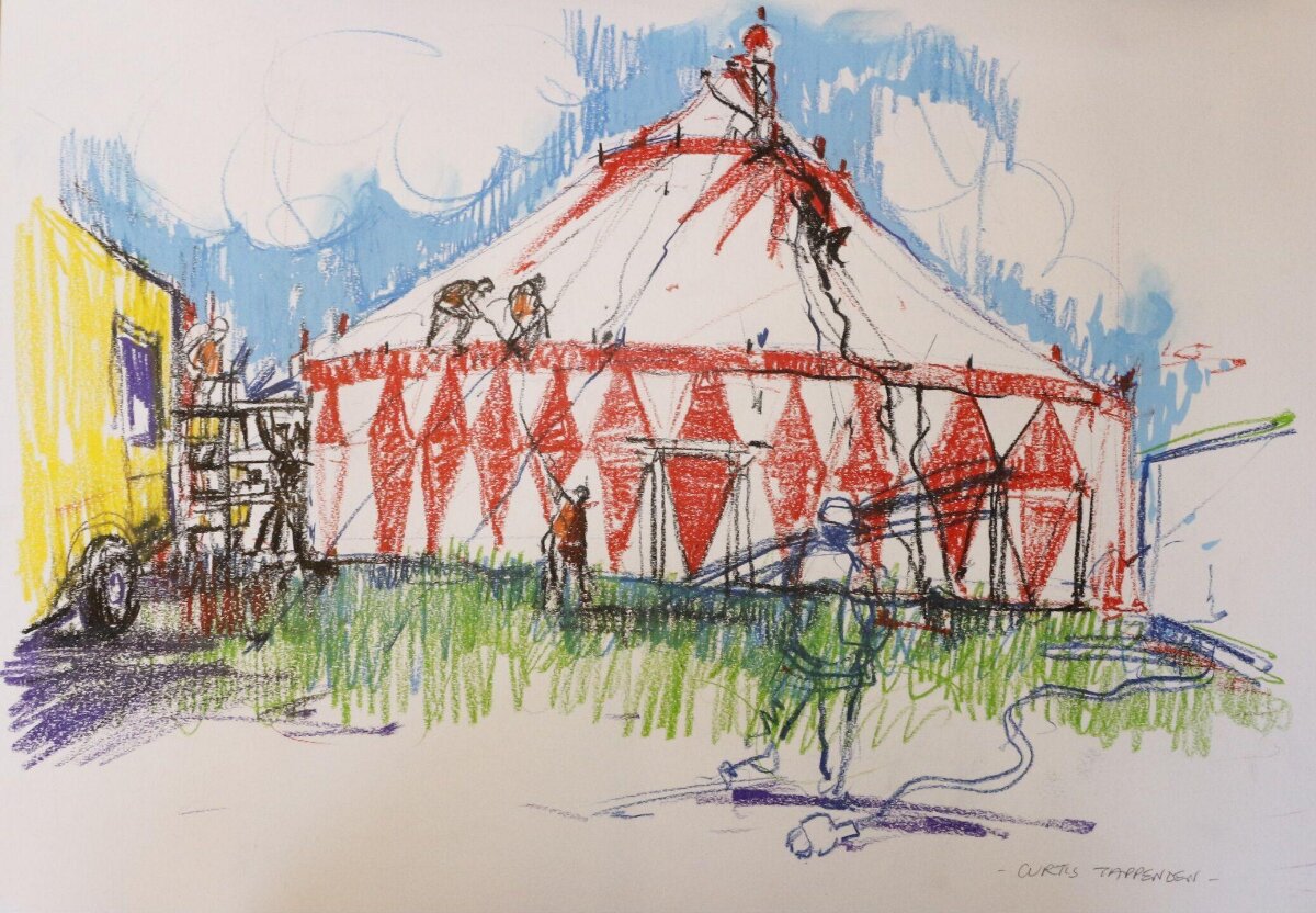 Workers Setting Up Circus Tent