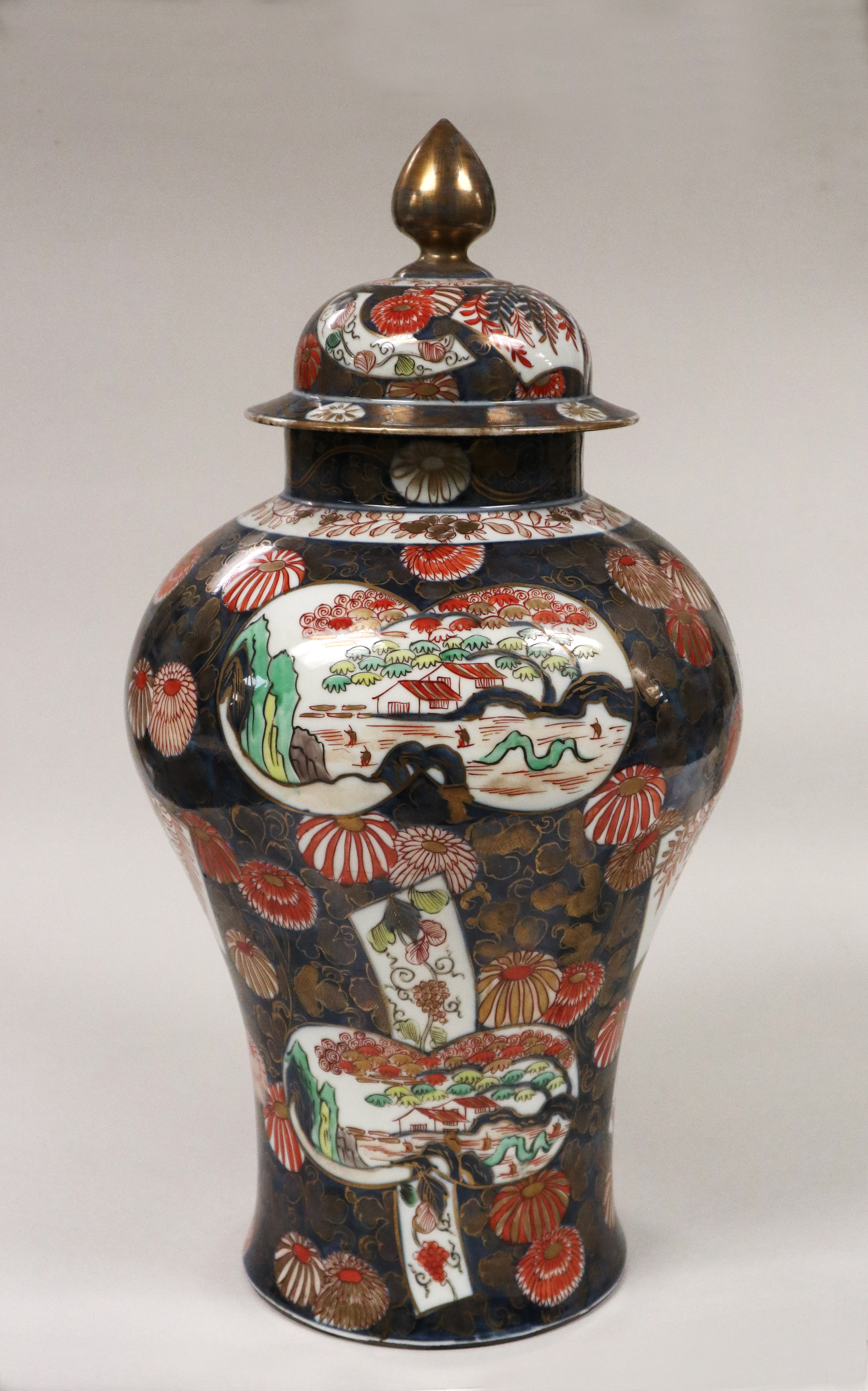 Painted Gilded Porcelain Covered Vase